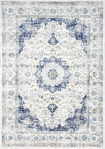سجادة nuLOOM Verona ذات اللكنة الفارسية العتيقة، 3 × 5 بوصة، أزرق، مستطيلة، بسمك 0.35 بوصة in Kuwait