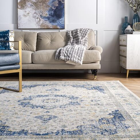 سجادة nuLOOM Verona ذات اللكنة الفارسية العتيقة، 3 × 5 بوصة، أزرق، مستطيلة، بسمك 0.35 بوصة in Kuwait