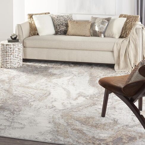Nourison Elation Abstract Ivory Grey 7'10" x 9'10" Area -Rug, Easy -Cleaning, Non Shedding, Bed Room, Living Room, Dining Room, Kitchen (8x10) in Saudi Arabia