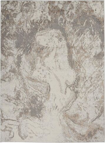Nourison Elation Abstract Ivory Grey 7'10" x 9'10" Area -Rug, Easy -Cleaning, Non Shedding, Bed Room, Living Room, Dining Room, Kitchen (8x10) in Saudi Arabia