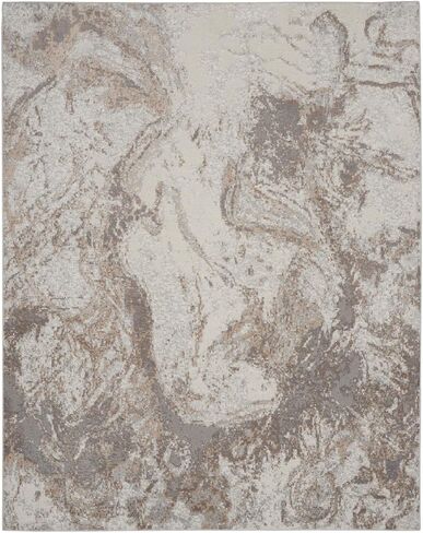 Nourison Elation Abstract Ivory Grey 7'10" x 9'10" Area -Rug, Easy -Cleaning, Non Shedding, Bed Room, Living Room, Dining Room, Kitchen (8x10) in Saudi Arabia