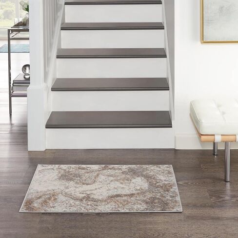 Nourison Elation Abstract Ivory Grey 7'10" x 9'10" Area -Rug, Easy -Cleaning, Non Shedding, Bed Room, Living Room, Dining Room, Kitchen (8x10) in Saudi Arabia