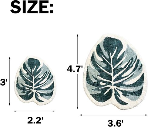 THRILRUG Monstera Leaf Area Tufted Rugs Non Slip Bath Mat Tufted Rug,Ultra Soft Washable Children Play Plant Leaves Shaped Kids Pets Floor Mat Carpet for Bedroom,Living Room Green 2.2'×3' in Saudi Arabia