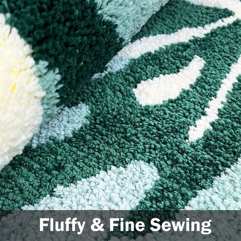 THRILRUG Monstera Leaf Area Tufted Rugs Non Slip Bath Mat Tufted Rug,Ultra Soft Washable Children Play Plant Leaves Shaped Kids Pets Floor Mat Carpet for Bedroom,Living Room Green 2.2'×3' in Saudi Arabia