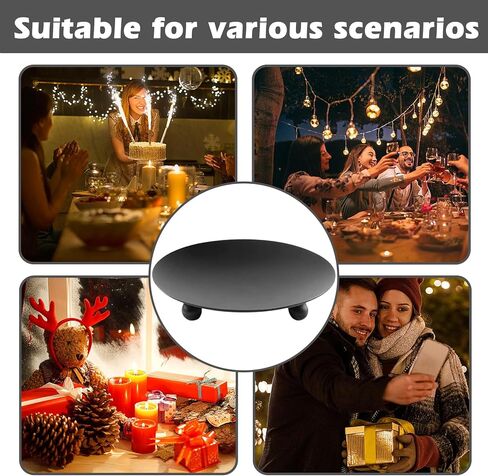 Black Iron Plate Candle Holder, 12PCS Candle Plate Holder 3.54 Inch Pedestal Candle Stand for Wax Candles, Candle Holders for Pillar Candles for Weddings, Church, Incense Cones, Spa, Party Decoration in Kuwait