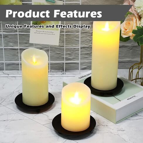 Black Iron Plate Candle Holder, 12PCS Candle Plate Holder 3.54 Inch Pedestal Candle Stand for Wax Candles, Candle Holders for Pillar Candles for Weddings, Church, Incense Cones, Spa, Party Decoration in Kuwait