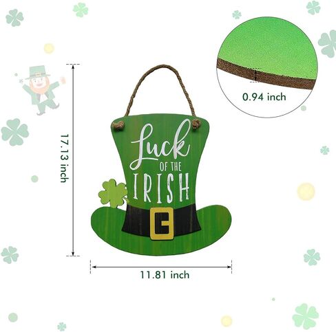 NIKKY HOME St. Patrick's Day Decoration Door Sign Welcome Green Top Hat Shamrock Clover Hanging Wood Decor for St Patrick's Day Party, 12 x 12 Inches in Saudi Arabia