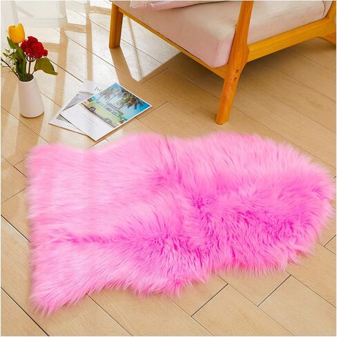 Faux Sheepskin Fur Fuzzy Furry Rugs, 2x3 Ft Rectangle Small White Furry Rugs, Bedside Fluffy Area Rug Fur Rugs for Bedroom, Living Room, Dorm Room, Photography in Saudi Arabia