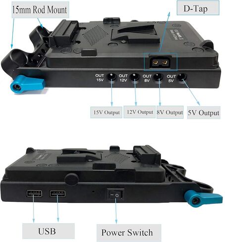 لوحة بطارية Supfoto V-Mount 15 مم، مزود طاقة بقاعدة تثبيت على شكل V مع D-Tap ومخرج USB، بطارية دمية DMW-BLF19 لكاميرات باناسونيك GH3/GH4/GH5/GH5S in Kuwait