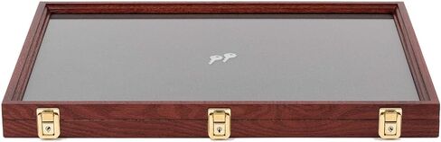 Two Timbers Extra Large Display Case with Cherry Finish Handmade Wood Box with Glass Top, Arrowheads, Knives, Rocks, Pins, Collectibles, Collections, Medals, Military Coins 4h, Memory Box Keepsakes in Saudi Arabia