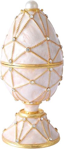 QIFU Vintage Hand Painted Faberge Egg Style Hinged Jewelry Trinket Box Unique Gift Home Decor in Saudi Arabia