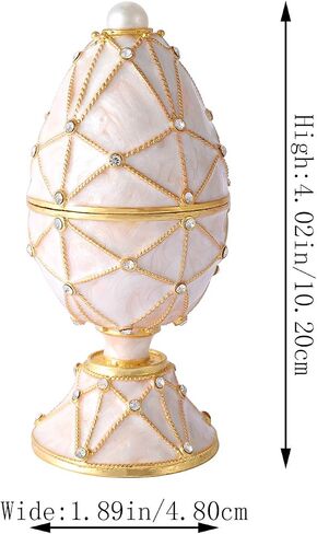 QIFU Vintage Hand Painted Faberge Egg Style Hinged Jewelry Trinket Box Unique Gift Home Decor in Saudi Arabia