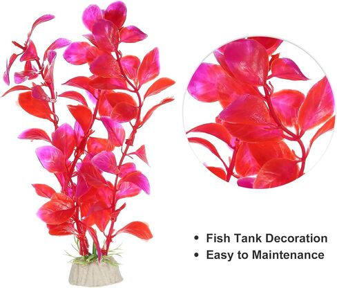 VOCOSTE 3 Pcs Fish Tank Aquarium Decorations Artificial Plants, Plastic Artificial Water Plants for Aquarium, Red, 18.5cm in Saudi Arabia
