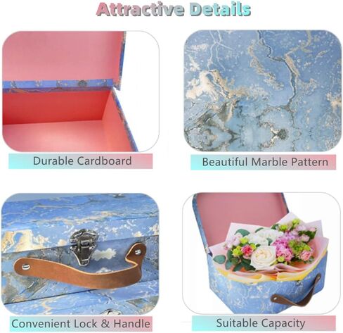 حقائب من الورق المقوى، مجموعة من 3 قطع - صناديق هدايا تخزين متداخلة لعيد الميلاد والزفاف وعيد الفصح وديكور المكتب والحضانة وعرض الصور - تصميم خريطة العالم العتيق (S+M+L، ازرق) in Kuwait