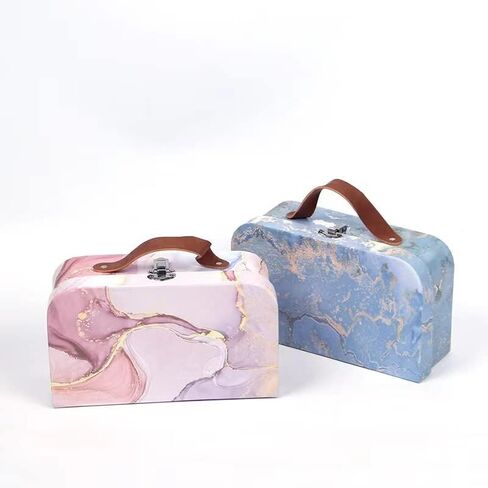 حقائب من الورق المقوى، مجموعة من 3 قطع - صناديق هدايا تخزين متداخلة لعيد الميلاد والزفاف وعيد الفصح وديكور المكتب والحضانة وعرض الصور - تصميم خريطة العالم العتيق (S+M+L، ازرق) in Kuwait