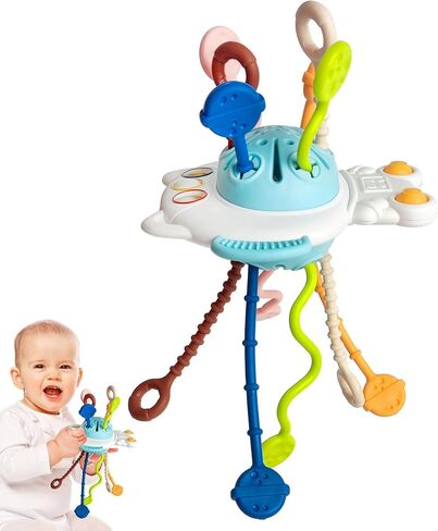 Baby Montessori Toys for 1 Years Old, Baby Girl Boy Gifts for 6, 9, 12, 18 Months One Year Infant, Sensory Baby Toys, Silicone Toddler Travel Pull String Toys and Teething Toys, in Kuwait
