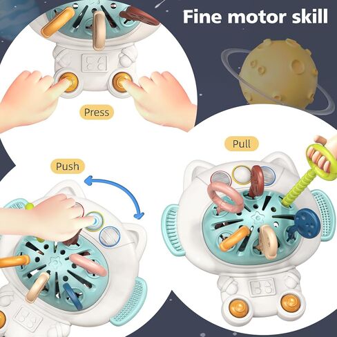 Baby Montessori Toys for 1 Years Old, Baby Girl Boy Gifts for 6, 9, 12, 18 Months One Year Infant, Sensory Baby Toys, Silicone Toddler Travel Pull String Toys and Teething Toys, in Kuwait