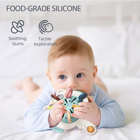 Baby Montessori Toys for 1 Years Old, Baby Girl Boy Gifts for 6, 9, 12, 18 Months One Year Infant, Sensory Baby Toys, Silicone Toddler Travel Pull String Toys and Teething Toys, in Kuwait