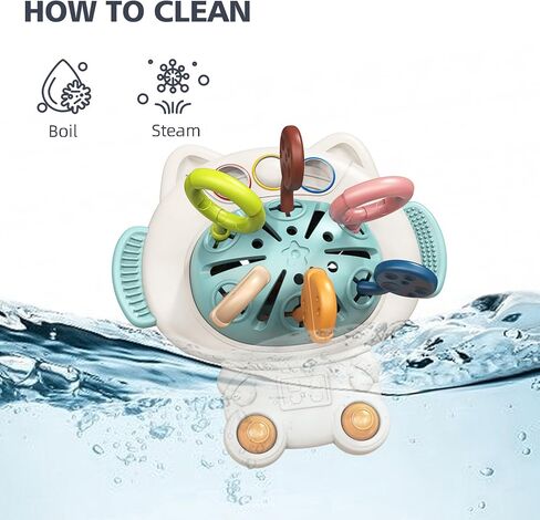 Baby Montessori Toys for 1 Years Old, Baby Girl Boy Gifts for 6, 9, 12, 18 Months One Year Infant, Sensory Baby Toys, Silicone Toddler Travel Pull String Toys and Teething Toys, in Kuwait