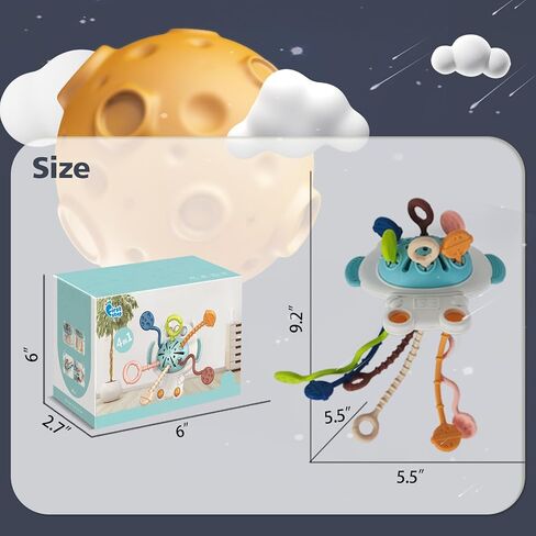 Baby Montessori Toys for 1 Years Old, Baby Girl Boy Gifts for 6, 9, 12, 18 Months One Year Infant, Sensory Baby Toys, Silicone Toddler Travel Pull String Toys and Teething Toys, in Kuwait