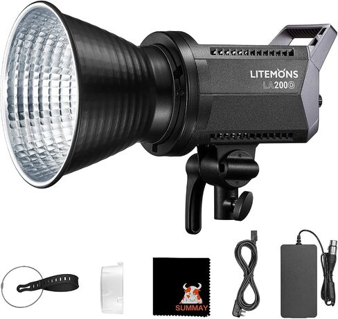 GODOX LA200D LED Video Light 5600K Color Temperature 0%-100% Brightness Adjustment CRI96 TLCI97 Bluetooth APP Control Bowens Mount Suitable for Interviews, Live Broadcasts, Portraits, Video Shooting in Saudi Arabia