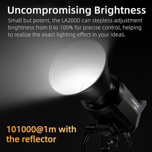 GODOX LA200D LED Video Light 5600K Color Temperature 0%-100% Brightness Adjustment CRI96 TLCI97 Bluetooth APP Control Bowens Mount Suitable for Interviews, Live Broadcasts, Portraits, Video Shooting in Saudi Arabia