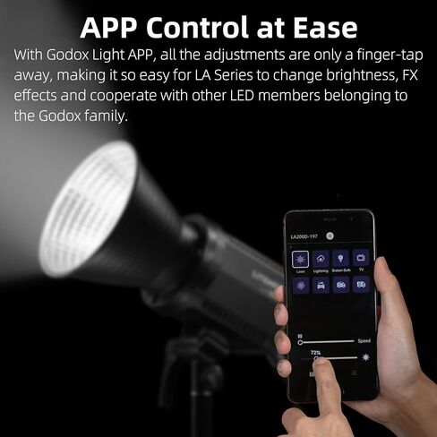 GODOX LA200D LED Video Light 5600K Color Temperature 0%-100% Brightness Adjustment CRI96 TLCI97 Bluetooth APP Control Bowens Mount Suitable for Interviews, Live Broadcasts, Portraits, Video Shooting in Saudi Arabia