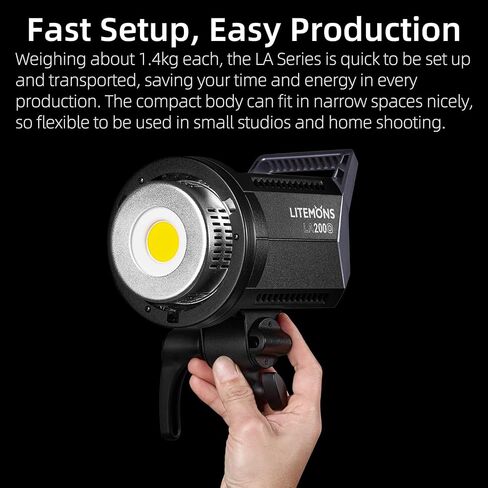 GODOX LA200D LED Video Light 5600K Color Temperature 0%-100% Brightness Adjustment CRI96 TLCI97 Bluetooth APP Control Bowens Mount Suitable for Interviews, Live Broadcasts, Portraits, Video Shooting in Saudi Arabia