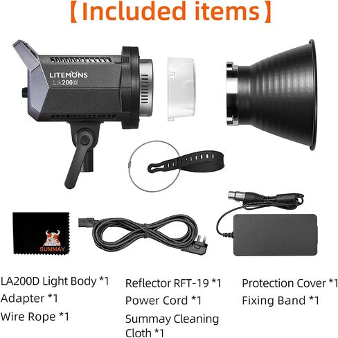 GODOX LA200D LED Video Light 5600K Color Temperature 0%-100% Brightness Adjustment CRI96 TLCI97 Bluetooth APP Control Bowens Mount Suitable for Interviews, Live Broadcasts, Portraits, Video Shooting in Saudi Arabia
