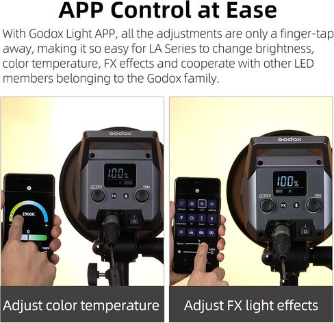 GODOX LA150Bi ضوء فيديو LED ثنائي اللون 190 وات 2800K-6500K 0%-100% تعديل السطوع CRI96 TLCI97 بلوتوث APP التحكم Bowens Mount مناسب للمقابلة، البث المباشر، الصورة، تصوير الفيديو in Saudi Arabia