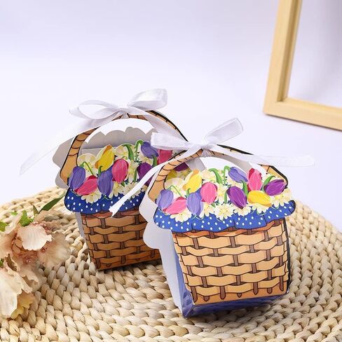 رغانتار 30 قطعة من صناديق الحلوى بنمط سلة الزهور لحفلات الزفاف وهدايا عيد الميلاد، صناديق حلوى الزفاف لحفلات الزفاف وحفلات ما قبل الزواج وديكور حفلات اعياد الميلاد in Kuwait