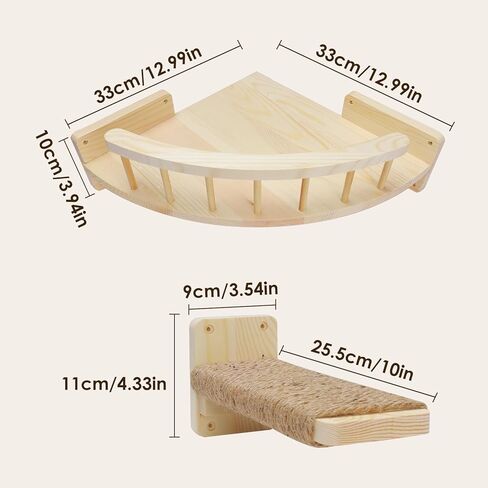 Cat Hammock Cat Wall Shelves with Steps, Wood Cat Shelves and Perches for Wall, Cat Climbing Shelf Cat Wall Furniture, Cat Scratching Post Cat Wall Shelf for Indoor, Cat Steps with Sisal Covered in Kuwait