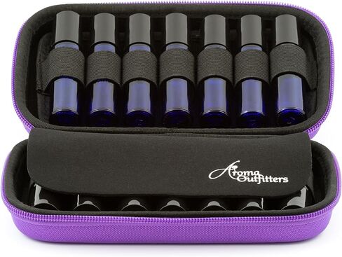 Aroma Outfitters Essential Oil Carrying Case. Premium Storage Protection & Organizer for Roller Bottles. Carry Case Protects up to 14 Roller Balls and Sample Drams - Perfect for Travel (Purple) in Kuwait