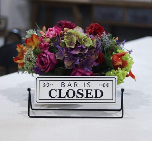 Swivel Metal Tabletop Sign Decor with Embossed Lettering on 2 Sides-Bar is Open/Closed for Kitchen (White in Saudi Arabia