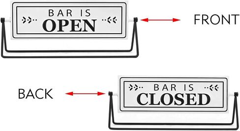Swivel Metal Tabletop Sign Decor with Embossed Lettering on 2 Sides-Bar is Open/Closed for Kitchen (White in Saudi Arabia