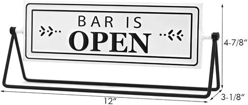 Swivel Metal Tabletop Sign Decor with Embossed Lettering on 2 Sides-Bar is Open/Closed for Kitchen (White in Saudi Arabia
