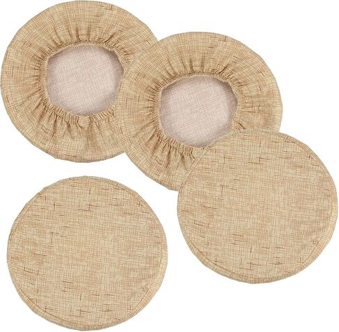 PATIKIL Round Bar Stool Cover, 4 Pack Washable Elastic Stool Cushion Cover for Diameter 12"-14" Chair, Khaki in Saudi Arabia