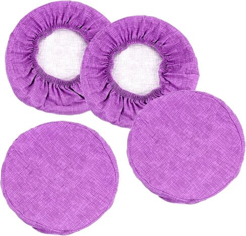 PATIKIL Round Bar Stool Cover, 4 Pack Washable Elastic Stool Cushion Cover for Diameter 12"-14" Chair, Khaki in Saudi Arabia