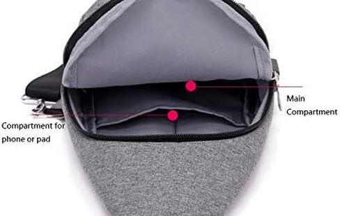 حقيبة كتف بحزام للجنسين على الصدر حقيبة الظهر فاني باك حقيبة كروسبودي للرجال والنساء, رمادي, السفر in Kuwait
