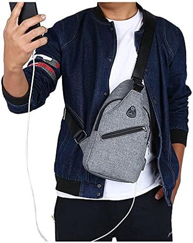 حقيبة كتف بحزام للجنسين على الصدر حقيبة الظهر فاني باك حقيبة كروسبودي للرجال والنساء, رمادي, السفر in Kuwait