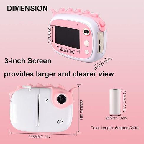 Instant Camera for Kids Camera for Girls 3.0" Touch Screen, Kids Digital Camera Instant Print with 3 Rolls Print Papers & 32G TF Card（Blue） in Saudi Arabia