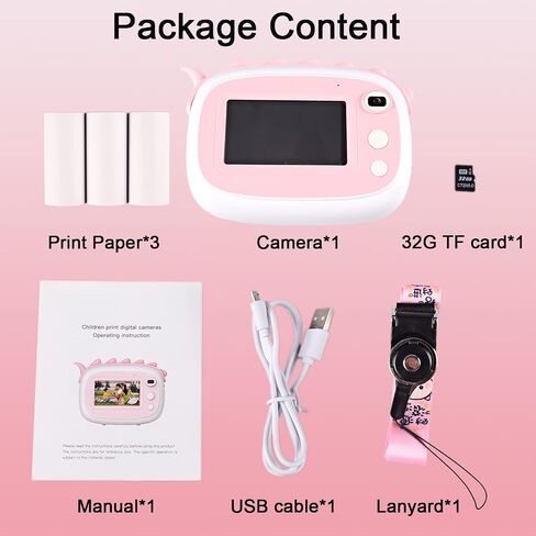 Instant Camera for Kids Camera for Girls 3.0" Touch Screen, Kids Digital Camera Instant Print with 3 Rolls Print Papers & 32G TF Card（Blue） in Saudi Arabia
