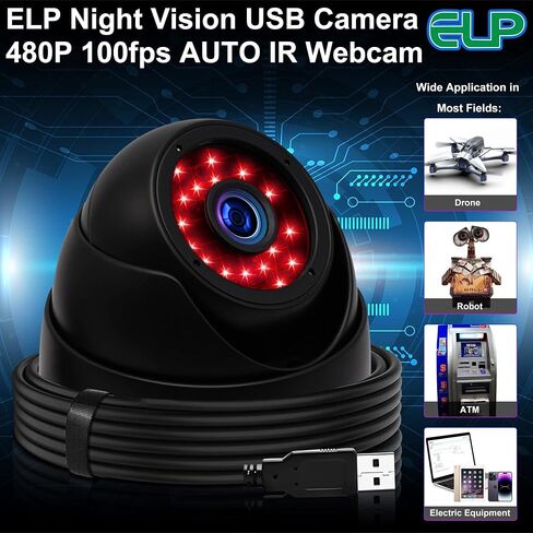 1080p Day Night Vision USB Camera IR Infrared Webcam with Dome Housing Home Surveillance CCTV PC Camera for Computer Mini UVC USB2.0 Waterproof USB with Camera Indoor Outdoor High Speed Camera in Saudi Arabia