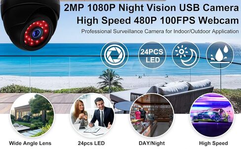1080p Day Night Vision USB Camera IR Infrared Webcam with Dome Housing Home Surveillance CCTV PC Camera for Computer Mini UVC USB2.0 Waterproof USB with Camera Indoor Outdoor High Speed Camera in Saudi Arabia