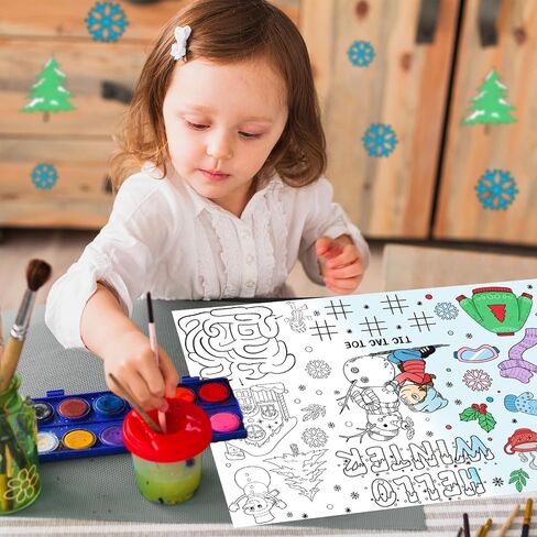 Serencatcher 12Pcs Arctic Animal Coloring Placemats, Winter Animal Placemat for Kids Table Activities, Disposable Placemats for Dining Table Essentials Winter Holiday Classroom Birthday Party Supplies in Saudi Arabia