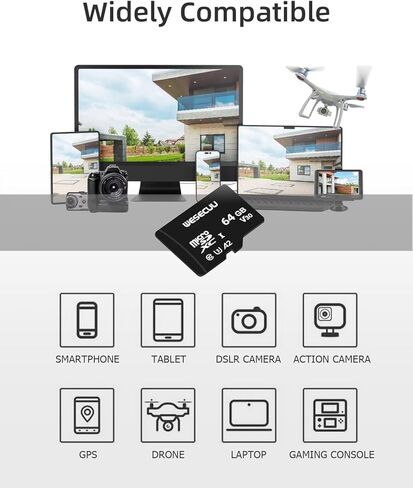 64G Micro SDXC Memory Card Read Speed up to 80 MB/s for Smartphones, Tablets, Cameras, GoPro/Action Cameras, laptops, Desktop Computers in Kuwait