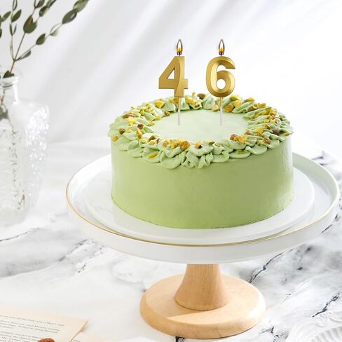 شموع عيد الميلاد 46 و64 من AOOLADA، شموع عيد ميلاد ذهبية بعمر 64 و46 عامًا، ديكورات حفلات أعياد الميلاد، هدايا تزيين الكيك للرجال والنساء in Kuwait