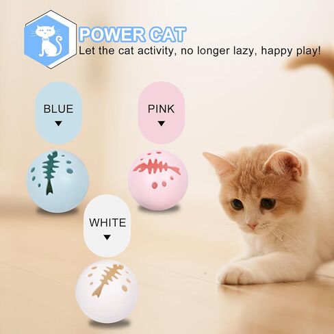 CKFPS Interactive Cat Toys Set 3 Fun Balls for Cats - Catnip, Bell, and Glowing Balls, Safe and Durable, Promotes Exercise and Entertainment, Perfect for Playtime in Kuwait