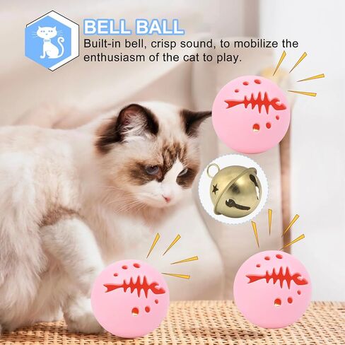 CKFPS Interactive Cat Toys Set 3 Fun Balls for Cats - Catnip, Bell, and Glowing Balls, Safe and Durable, Promotes Exercise and Entertainment, Perfect for Playtime in Kuwait
