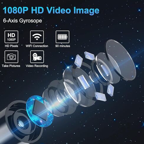 Ear Wax Removal, Ear Cleaner with Camera and Light, Ear Wax Removal Kit with 6 Ear Spoons, Ear Wax Removal Tool Camera with 1080P,Ear Camera for iOS & Android (Black) in Kuwait